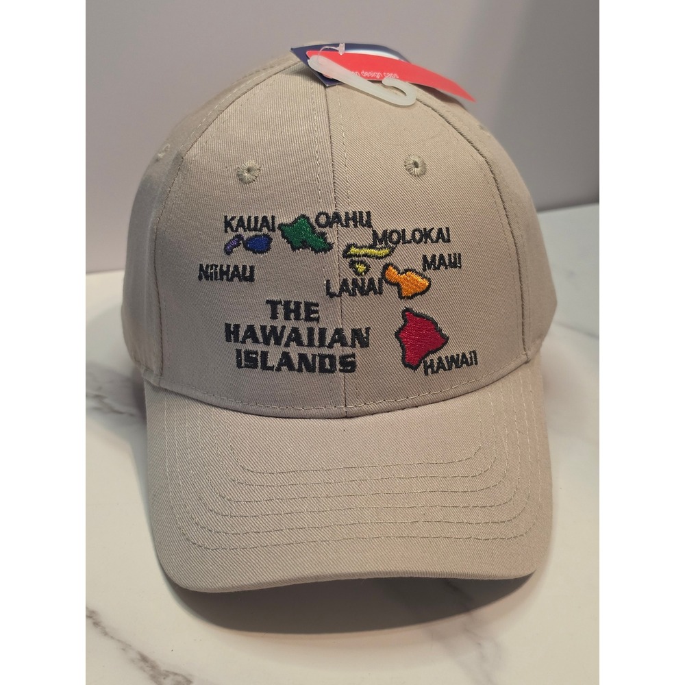 Surfware Hawaiian Classics Tan Embroidered Map‎ Baseball Cap Hat NWT OSFA